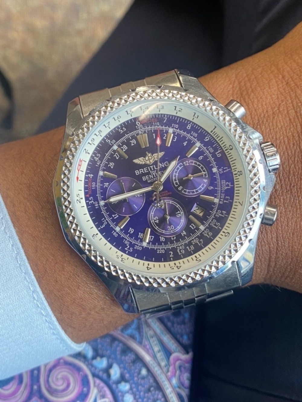 Breitling for Bentley Men's Purple Dial Auto Chronograph Date Steel Watch